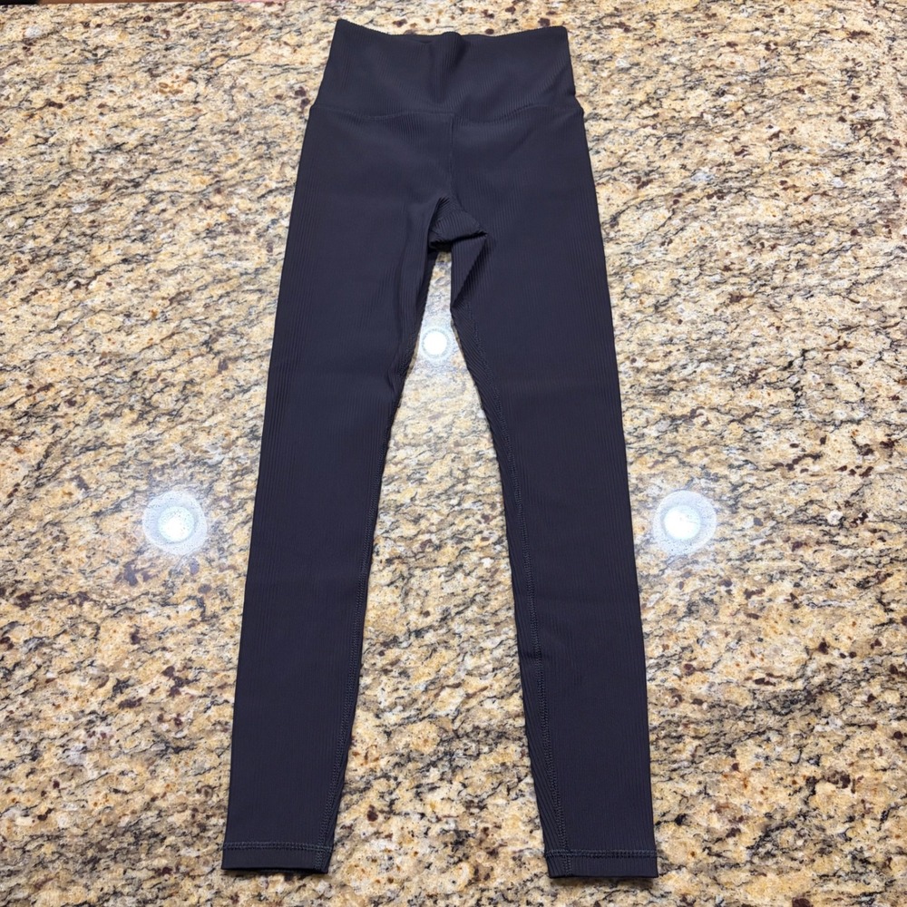 Athleta Elation Rib Tight Leggings Black High Waisted Ribbed Yoga Pants XS ws